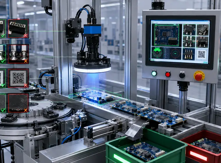 Machine vision camera and electronics inspecting components